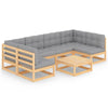 alt="7 Piece Garden Lounge Set with Cushions Solid Pinewood"