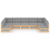 7 Piece Garden Lounge Set with Cushions Solid Pinewood