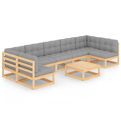 alt="8 Piece Garden Lounge Set with Cushions Solid Pinewood"