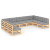 alt="9 Piece Garden Lounge Set with Cushions Solid Pinewood"
