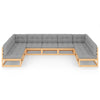 9 Piece Garden Lounge Set with Cushions Solid Pinewood