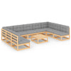 alt="10 Piece Garden Lounge Set with Cushions Solid Pinewood"