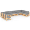 alt="10 Piece Garden Lounge Set with Cushions Solid Pinewood"