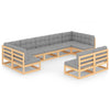 alt="9 Piece Garden Lounge Set with Cushions Solid Pinewood"