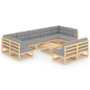 alt="10 Piece Garden Lounge Set with Cushions Solid Pinewood"