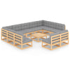 alt="12 Piece Garden Lounge Set with Cushions Solid Pinewood"