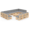 alt="14 Piece Garden Lounge Set with Cushions Solid Pinewood"