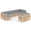 alt="9 Piece Garden Lounge Set with Cushions Solid Pinewood"