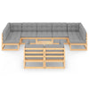 10 Piece Garden Lounge Set with Cushions Solid Pinewood