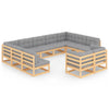 alt="11 Piece Garden Lounge Set with Cushions Solid Pinewood"