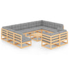 alt="12 Piece Garden Lounge Set with Cushions Solid Pinewood"