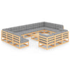alt="14 Piece Garden Lounge Set with Cushions Solid Pinewood"