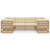 6 Piece Garden Lounge Set&Cushions Honey Brown Solid Pinewood
