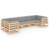 alt="7 Piece Garden Lounge Set with Cushions Solid Pinewood"