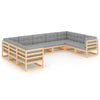 alt="9 Piece Garden Lounge Set with Cushions Solid Pinewood"