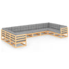alt="10 Piece Garden Lounge Set with Cushions Solid Pinewood"
