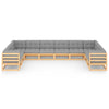 10 Piece Garden Lounge Set with Cushions Solid Pinewood