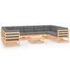 alt="10 Piece Garden Lounge Set with Cushions Solid Pinewood"