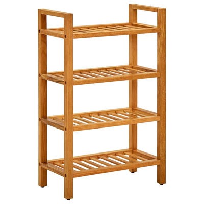 alt="Shoe Rack with 4 Shelves 50x27x80 cm Solid Oak Wood"