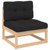 alt="Garden Middle Sofa with Cushions Solid Pinewood"