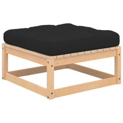 alt="Garden Footstool with Cushion Solid Pinewood"