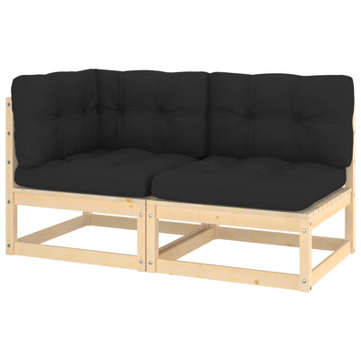 alt="2 Piece Garden Lounge Set with Cushions Solid Pinewood"