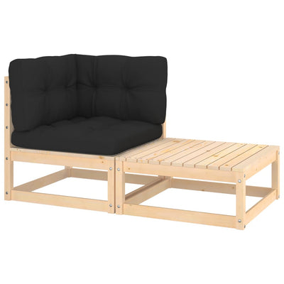 alt="2 Piece Garden Lounge Set with Cushions Solid Pinewood"