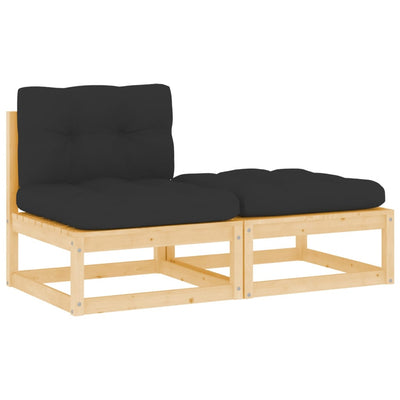 alt="2 Piece Garden Lounge Set with Cushions Solid Pinewood"