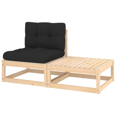 alt="2 Piece Garden Lounge Set with Cushions Solid Pinewood"