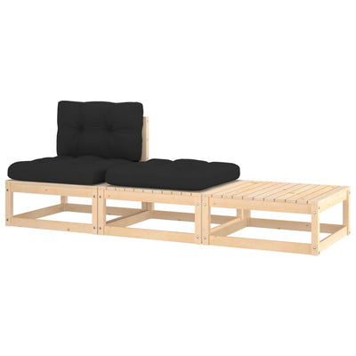 alt="3 Piece Garden Lounge Set with Cushions Solid Pinewood"
