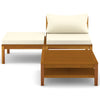 3 Piece Garden Lounge Set with Cream White Cushions Acacia Wood