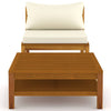 2 Piece Garden Sofa Set with Cream White Cushions Acacia Wood