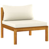 2 Piece Garden Sofa Set with Cream White Cushions Acacia Wood