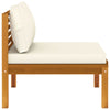 2 Piece Garden Sofa Set with Cream White Cushions Acacia Wood