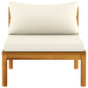 2 Piece Garden Sofa Set with Cream White Cushions Acacia Wood