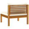 2 Piece Garden Sofa Set with Cream White Cushions Acacia Wood