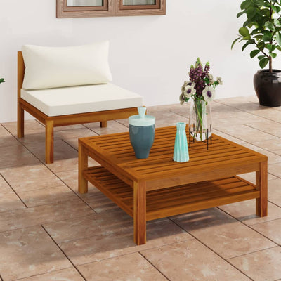 alt="2 Piece Garden Sofa Set with Cream White Cushions Acacia Wood"