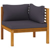 Sectional Corner Sofa with Dark Grey Cushions Solid Acacia Wood