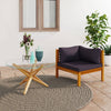 alt="Sectional Corner Sofa with Dark Grey Cushions Solid Acacia Wood"