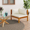 alt="Sectional Corner Sofa with Cream White Cushion Acacia Wood"