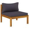 Sectional Middle Sofa with Dark Grey Cushions Solid Acacia Wood