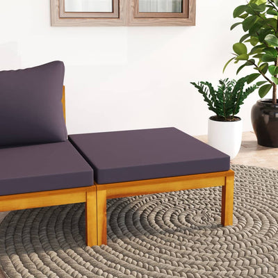 alt="Footrest with Dark Grey Cushion Solid Acacia Wood"