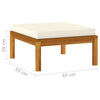 Footrest with Cream White Cushion Solid Acacia Wood