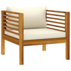 Garden Chair with Cream White Cushions Solid Acacia Wood
