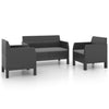 3 Piece Garden Lounge Set with Cushions PP Anthracite