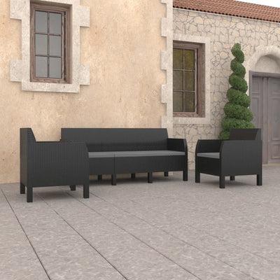 alt="3 Piece Garden Lounge Set with Cushions PP Anthracite"