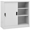 alt="Office Cabinet with Sliding Door Light Grey 90x40x90 cm Steel"