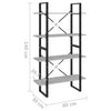 4-Tier Book Cabinet Concrete Grey 80x30x140 cm Chipboard