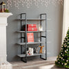 alt="4-Tier Book Cabinet Concrete Grey 100x30x140 cm Chipboard""