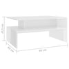 Coffee Table High Gloss White 90x60x42.5 cm Chipboard